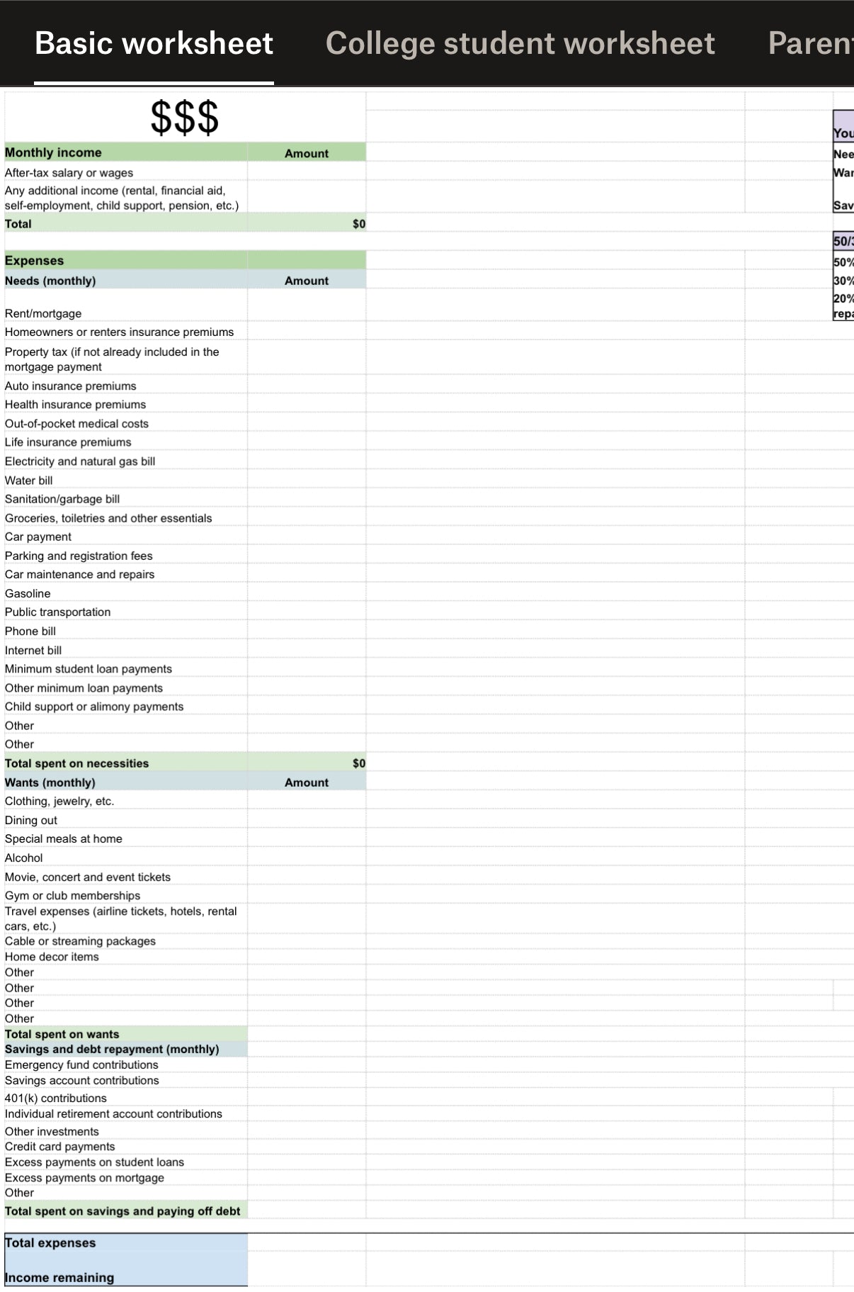 BUDGET BREAKDOWN TEMPLATE